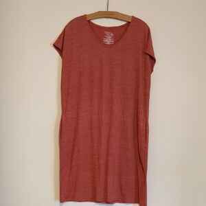 Orange/Coral V-Neck T-Shirt/Sweater Dress